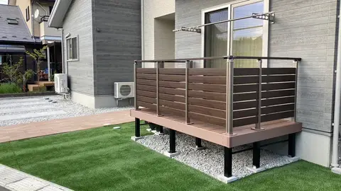 長野県のデッキ・テラス・芝・植栽の施工事例