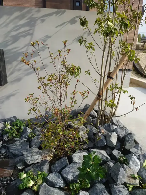 愛知県の門柱・門塀・デッキ・テラス・芝・植栽の施工事例